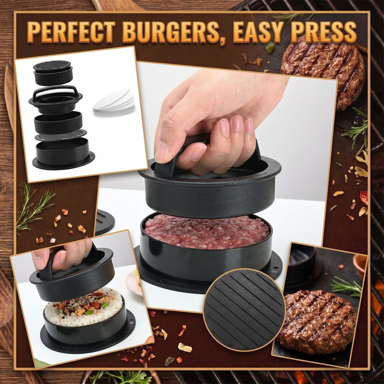 

Round Meat Pie Press Manual Hamburger Meat Pie Press Rice And Vegetable Roll Mold One Size чорний