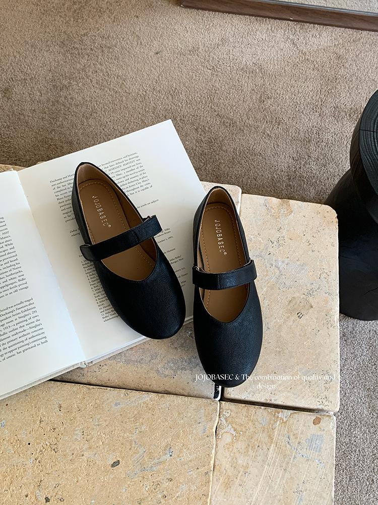 Weichsohlige französische Retro-Mode vielseitige Mary Jane Schuhe 2025 neu flacher Ausschnitt vielseitiger Rock flachsohlige Einzel Schuhe Tide