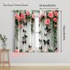 2pcs   Curtain Fabric 2D print Butterflies and pink roses Versatile Durable Polyester (without rod) Decorations For Home Use for