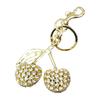 Sparkling 3D Cherry Keychain Charm Bag Accessory Fashionable Rhinestones Fruit Shaped Key Ring Ornament for Women