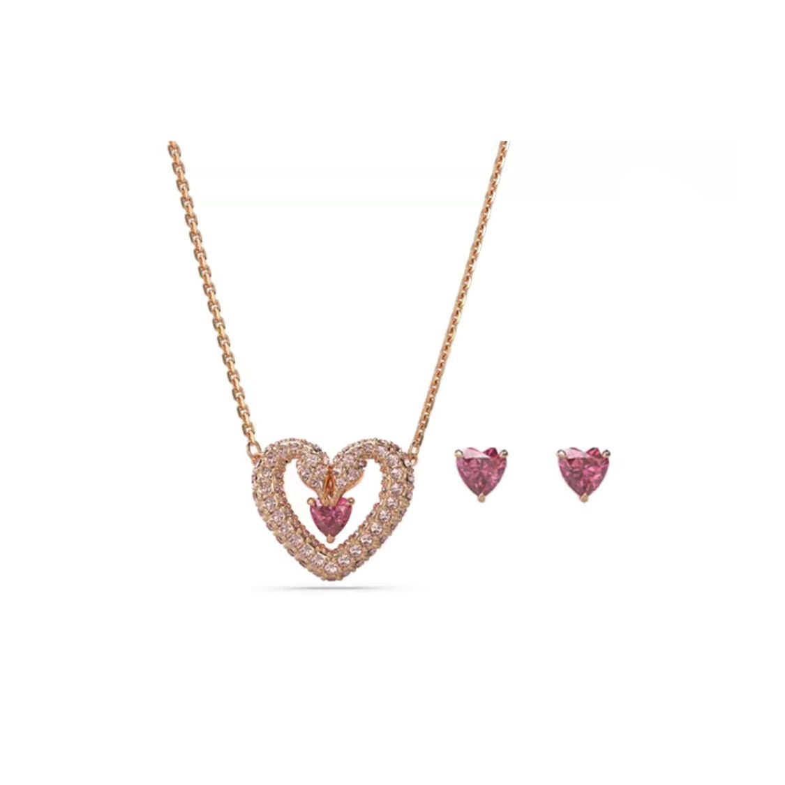 Swarovski Sublima Una Heart Set Imitation Crystal Necklace Women necklace Gold 5662884 Box (Random Color)