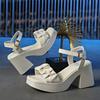 New fairy wind thick heel platform high heel word with Roman sandals women's summer waterproof table heel sandals