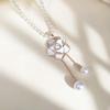 Elegant Women's Tassel Camellia Pearl Sweater Necklace