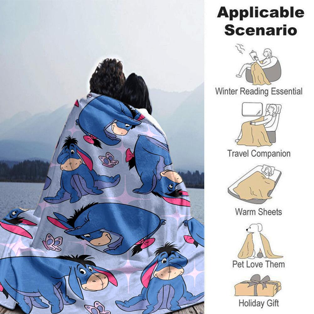 Eeyore Friends Flannel Blanket Super Soft Warm Cozy Blanket For Sofa Bed Office Travel Allseason Home Decor Gift