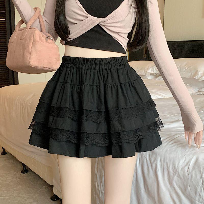 White Layered A-Line Ballet Skirt: Fluffy, Lace-Trimmed Cake Skirt for Women and Petite Girls - Ideal for Spring and Summer.