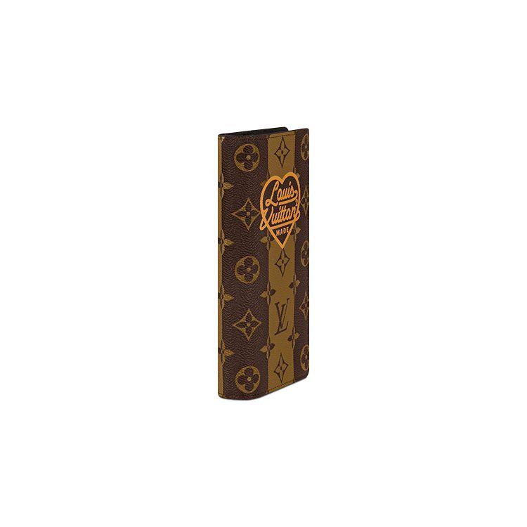 Louis Vuitton X Nigo Brazza Classic Monogram Vertical Stripe Heart Logo Long Canvas Coated Wallet Unisex Wallet Brown M81008