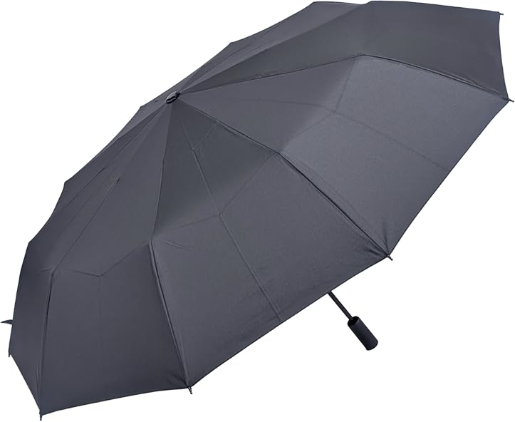 Rose Sangyo Long 10 Mini Folding Solid 61601001 Men's Umbrella, 60cm, Ribs, Umbrella, Black,