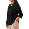 Lightweight Casual Blouse Loose Fit Button Down Shirt Long Sleeve Stand Collar Everyday Wear Relaxed Fit Women