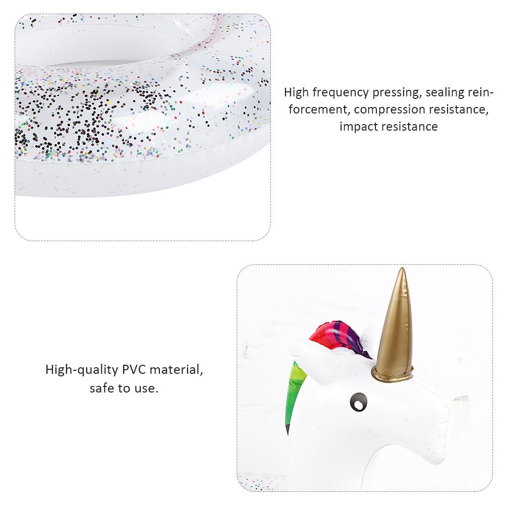 Adult Safety Swim Ring Large Life Rings Swimming Pool Water Toys with Transparent Sequins 90CM Licorne