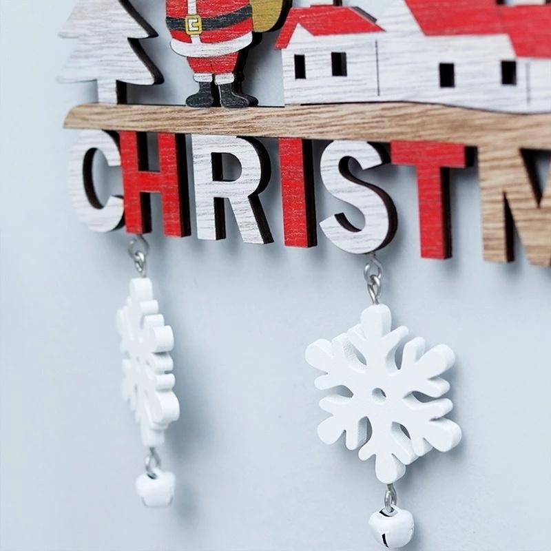 2022 Wooden Christmas Door Hanging Oranments Wall Xmas Dec Merry Christmas Decor For Home Happy New Year Naviidad Door Pendants