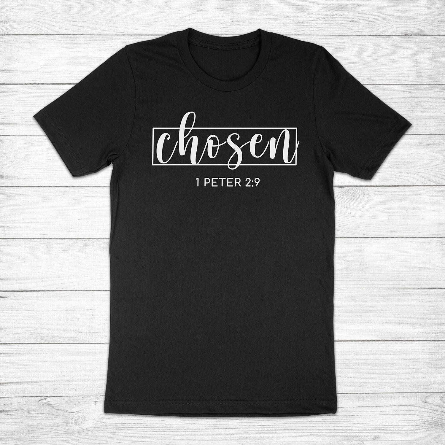 Chosen 1 Peter 2:9 Bible Quote Jesus Faith Church Christian Unisex Tee T-Shirt S разноцветный
