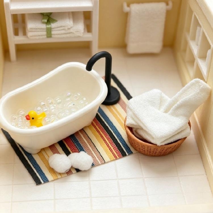 Bathroom Accessory Set Miniature Furniture Model Figure for 1:12 Doll House Styling and Display Arrangement Storytelling Scene Setting