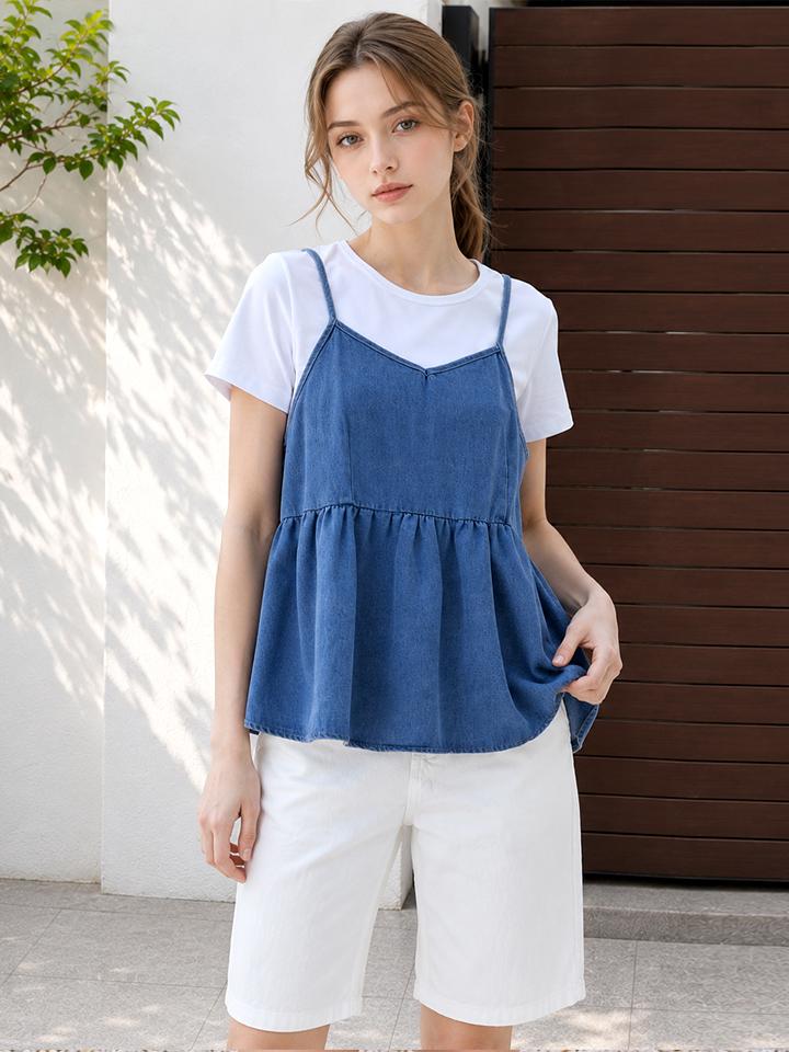 PAIGEFLYNN Denim Bustier T-Shirt Set_S6Bse011C