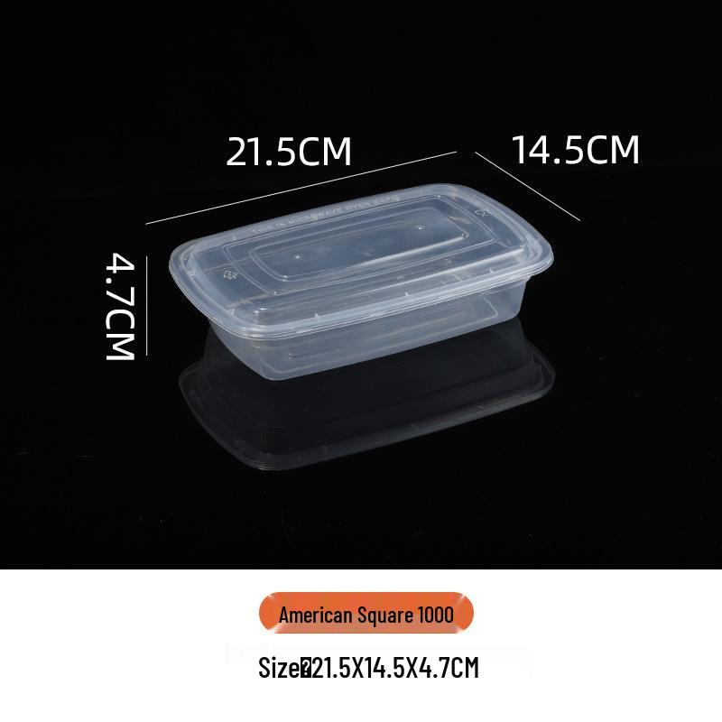 1000/1500ml Rectangular Disposable Food Container with Domed Lid - Thickened Transparent Takeout Box