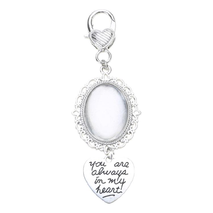 Wedding Boutonniere Photo Charm Lapel Pin Ornament Picture Frame with Heart Pendant Brooch Accessory Jewelry Supplies