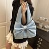 Lightweight Bow Denim Bag Casual Women's Tote Bag Trendy Bow Shoulder Bag  Girls