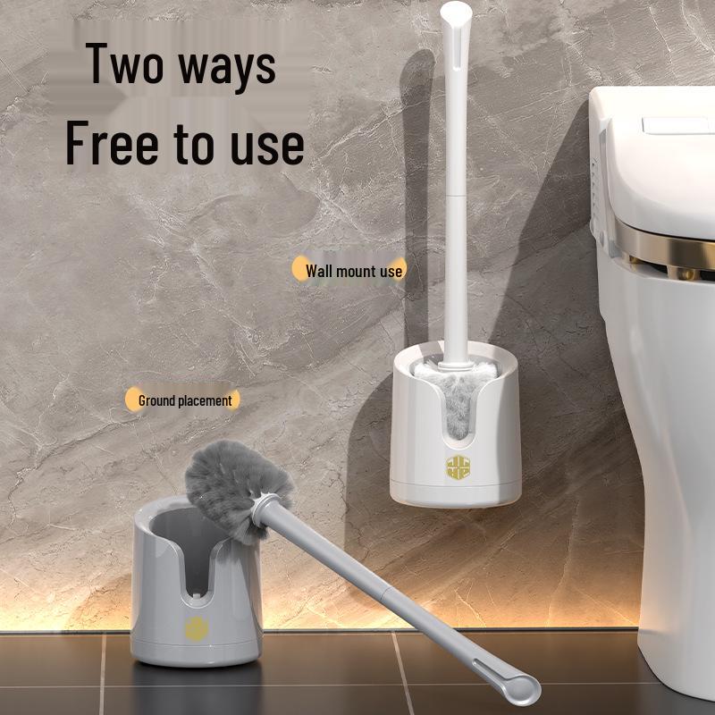 Wall-Mounted Long-Handle Toilet Brush for Corner Bathroom Cleaning