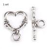 20 Sets Tibetan Silver Charms Heart Clasps Beads for Jewelry Making Findings Diy Women Bracelet Necklace Metal Toggle Hooks