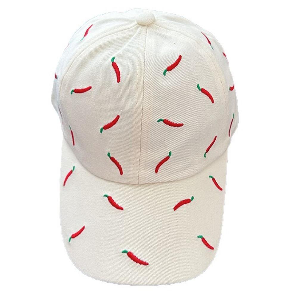 Sunscreen Chili Embroidered Baseball Cap Creative Cotton Baseball Cap Red Pepper Hat  Summer