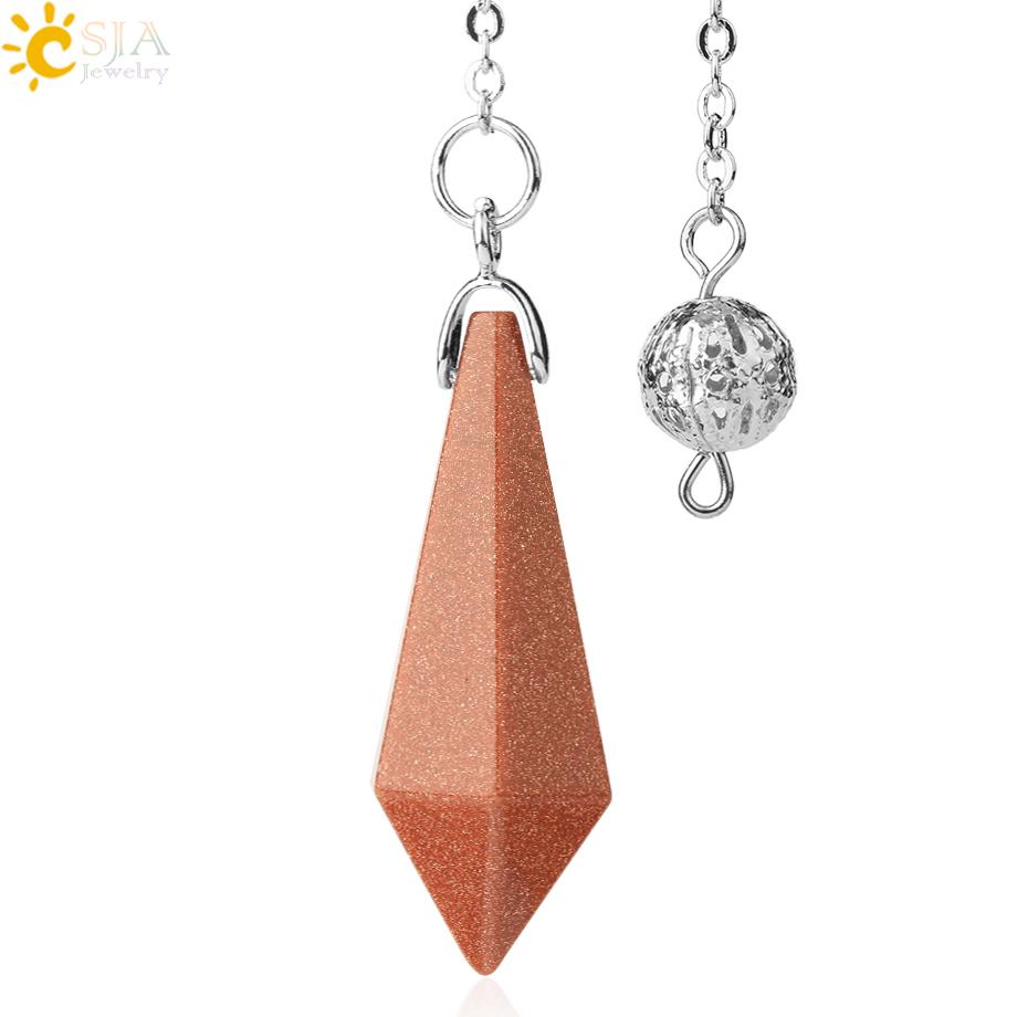 CSJA Rock Crystal Quartz Pendulum for Dowsing Rod Natural Stone Pendant Pendulos Pendules Radiesthesia Spiritual Products G690