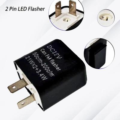 1 pieza de intermitente LED negro de 2 pines, relé universal ajustable para intermitentes, relés indicadores para accesorios de motocicleta