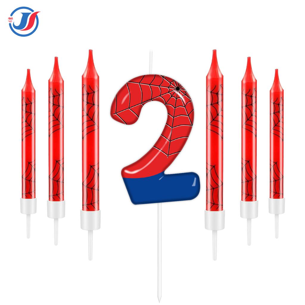7pcs Spider Web Birthday Candles, Spider Cartoon Themed Birthday Candles Cake Topper Number Candle Spider Birthday Cake Candles