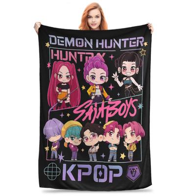 Huntrix Kpop Demon Hunters Coral Fleece Throw Blanket Soft Plush Decor for Home Bed Travel Warm Cozy