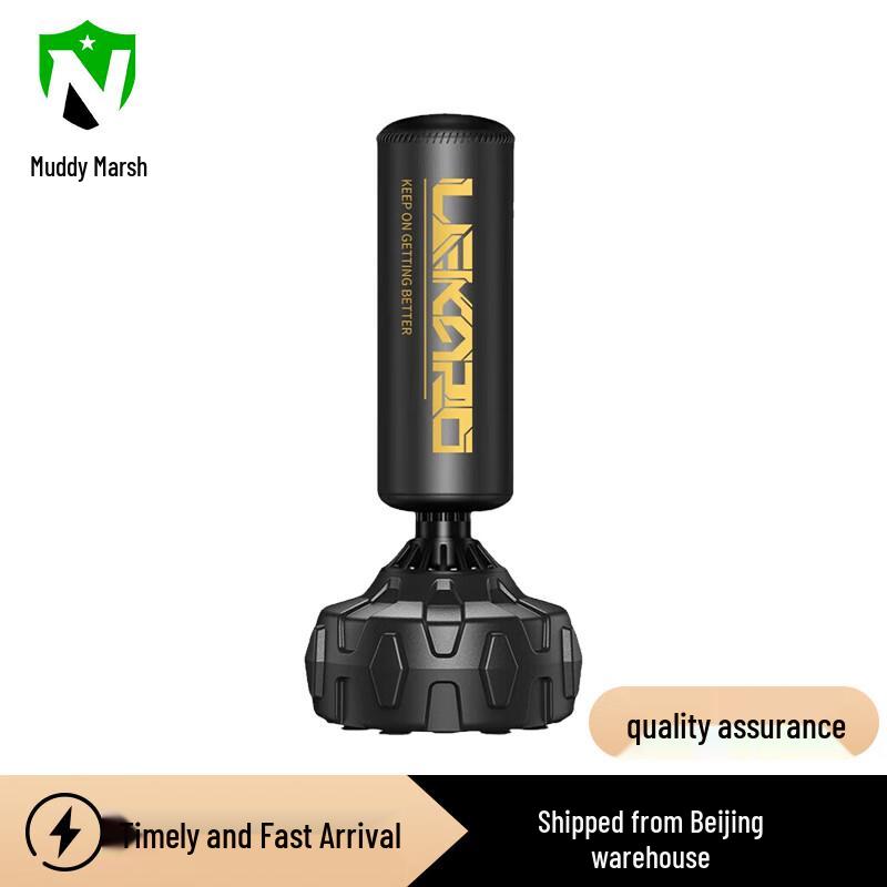 Nize Black Gold Freestanding Punching Bag with Gloves