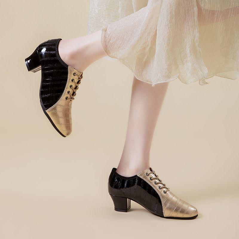 Sneakers Latin Dance Shoes For Women Embossed Two Tone Soft Sole Cha Rumba Latin dance Jazz Dance Shoes For women