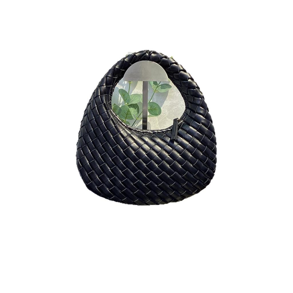 2026 Bag women's premium texture hand-woven hand carry shoulder crossbody chain round bag