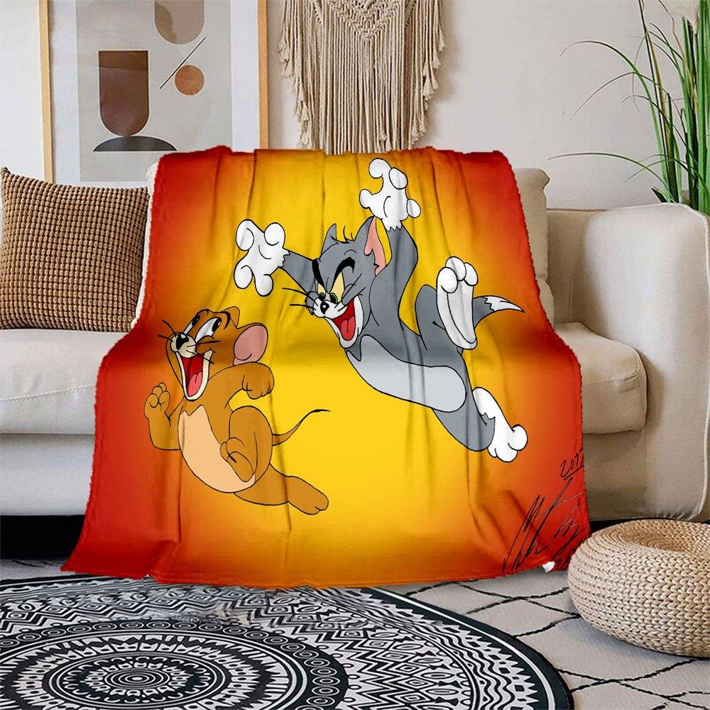 

Tom & Jerry Kids Cartoon Poster Wall Art DecorBlanket Flannel Throw Blanket for Sofa, Bed, Travel, Camping, Office 100x150cm