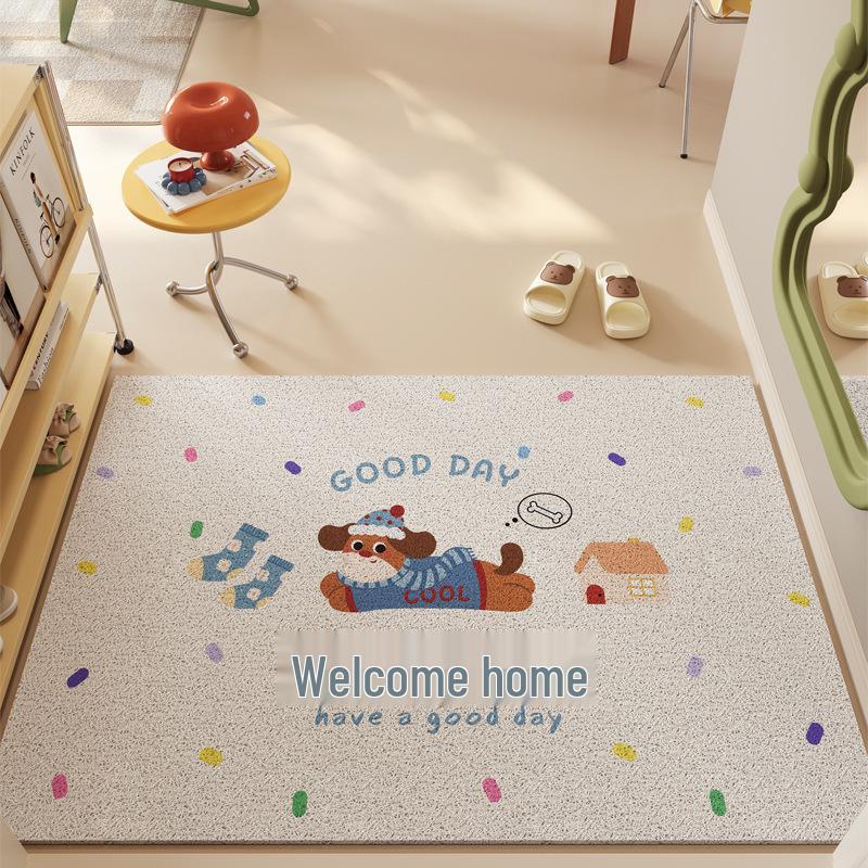Cute Cartoon Non-Slip Entrance Mat - Dirt-Resistant, Cuttable Coil Design