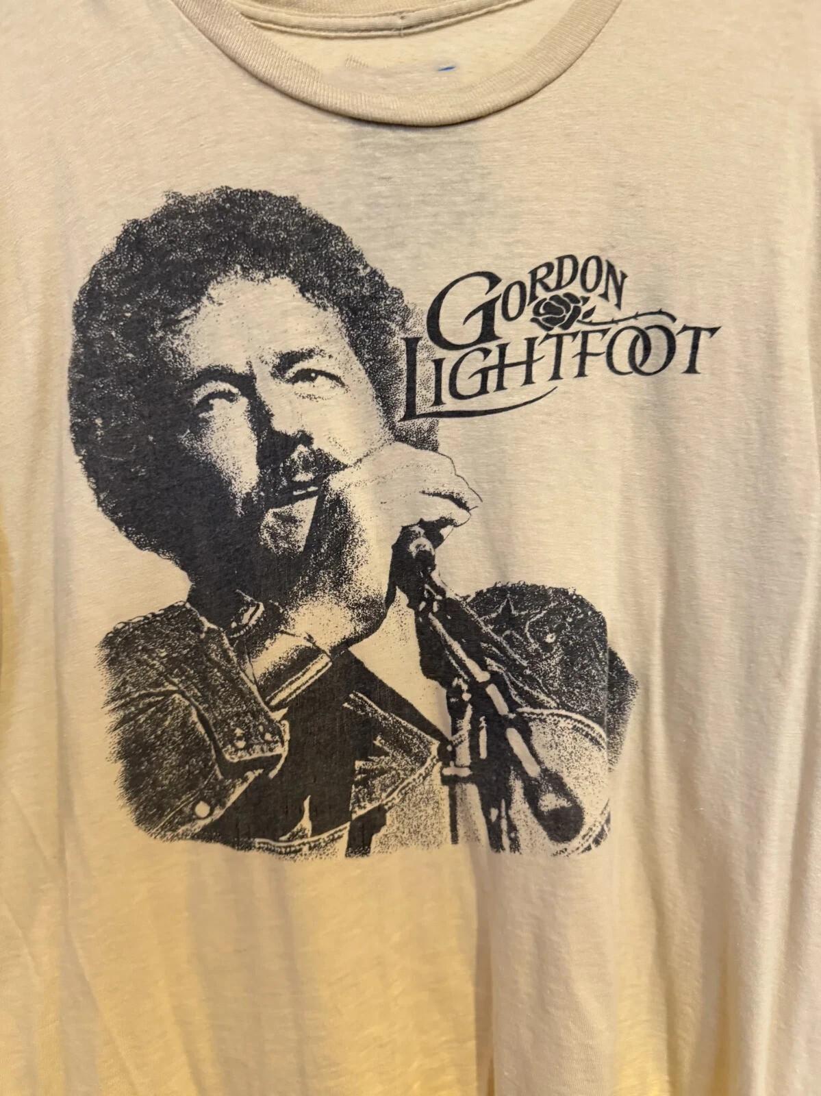 Vintage 1980 s Gordon Lightfoot Cotton Shirt Unisex S to 5XL beige remake XXXL