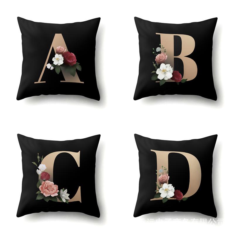 Polyester Pillowcase Home Car Decoration Printing Pillowcase 26 English Letter Cushion Cover