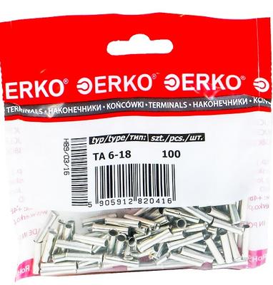Non-insulated Ferrule TA 6/18 ERKO 100pcs