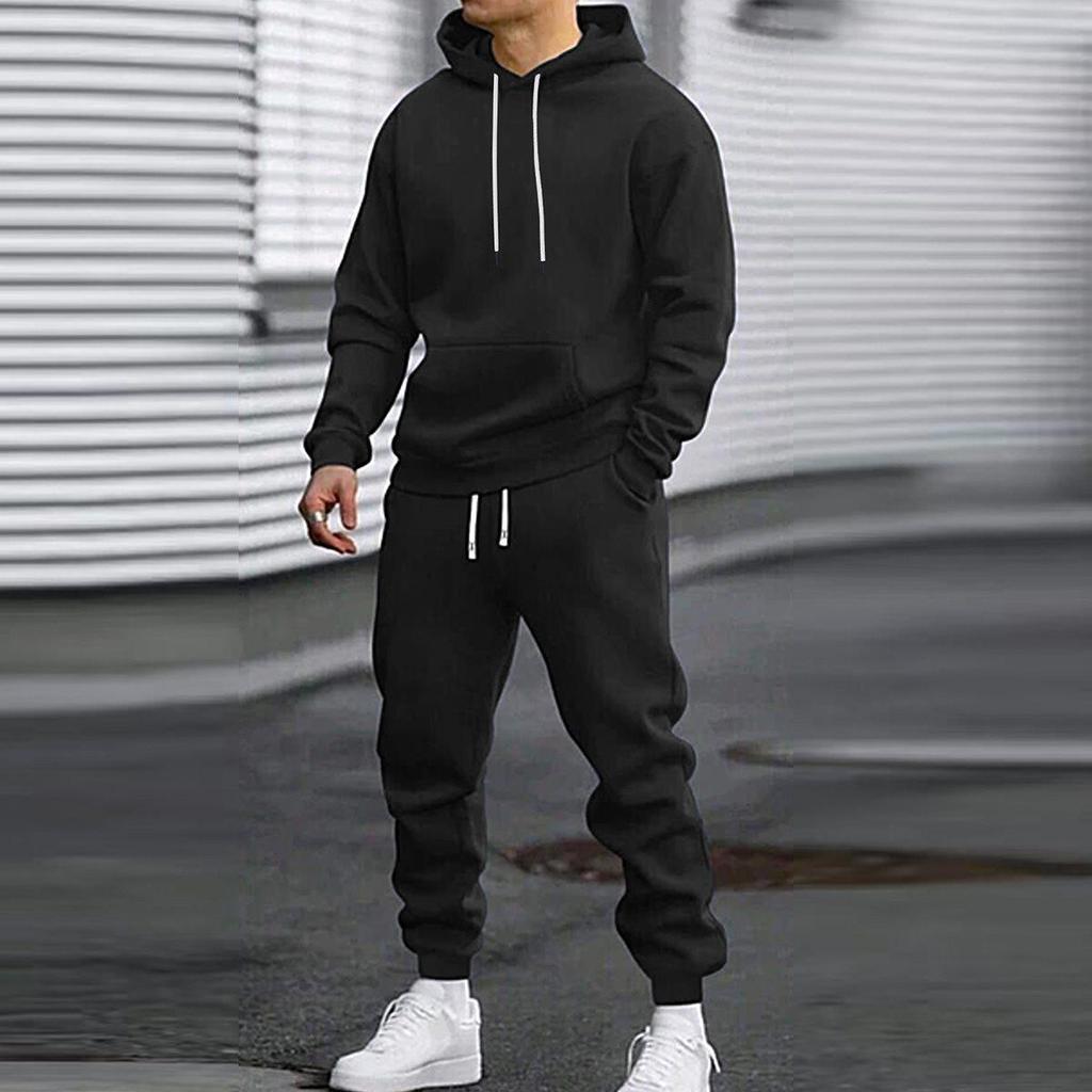 Herren Sportset: Kapuzenpullover & Freizeit Hosen Set
