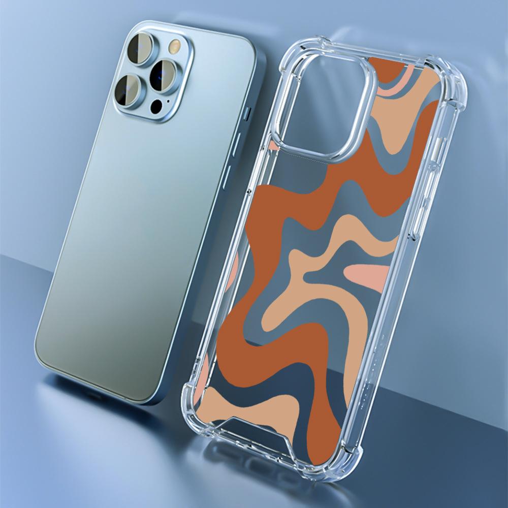 For iPhone 16 Pro Case Colorful Wave Pattern Printing Soft TPU+PC Phone Cover