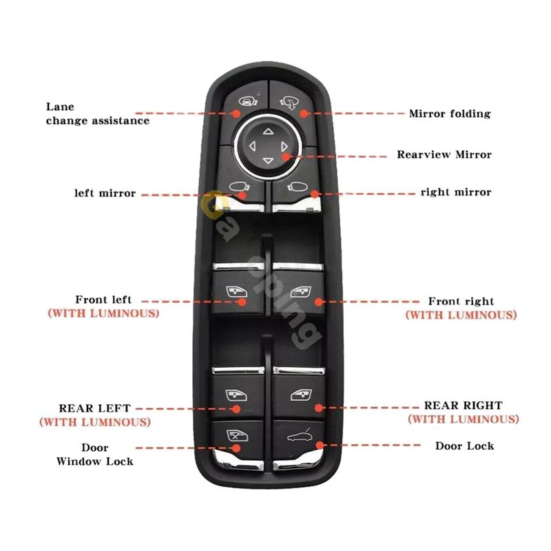 For Porsche Macan Panamera Cayenne Drivers Side Electric Master Power Window Control Switch Button Car Accessories 7PP959858AE
