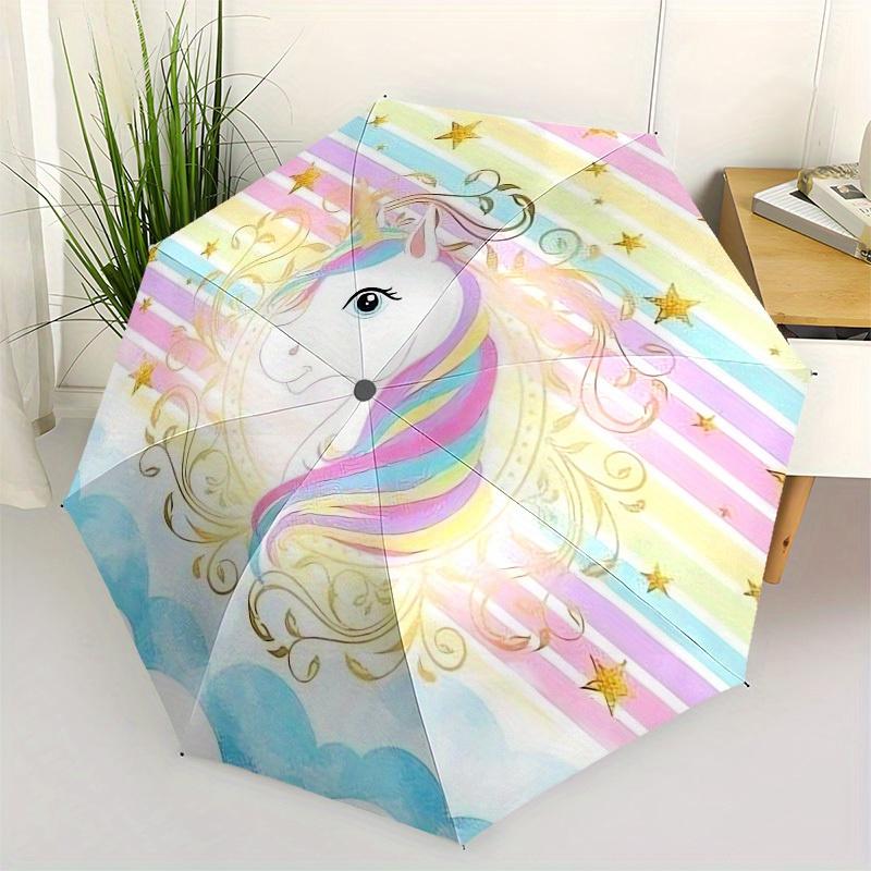 

1pc Unicorn Rainbow Fantasy Art Umbrella with Plastic Handle,Suitable for All Seasons Home Travel Outdoor UmbrellaM1159