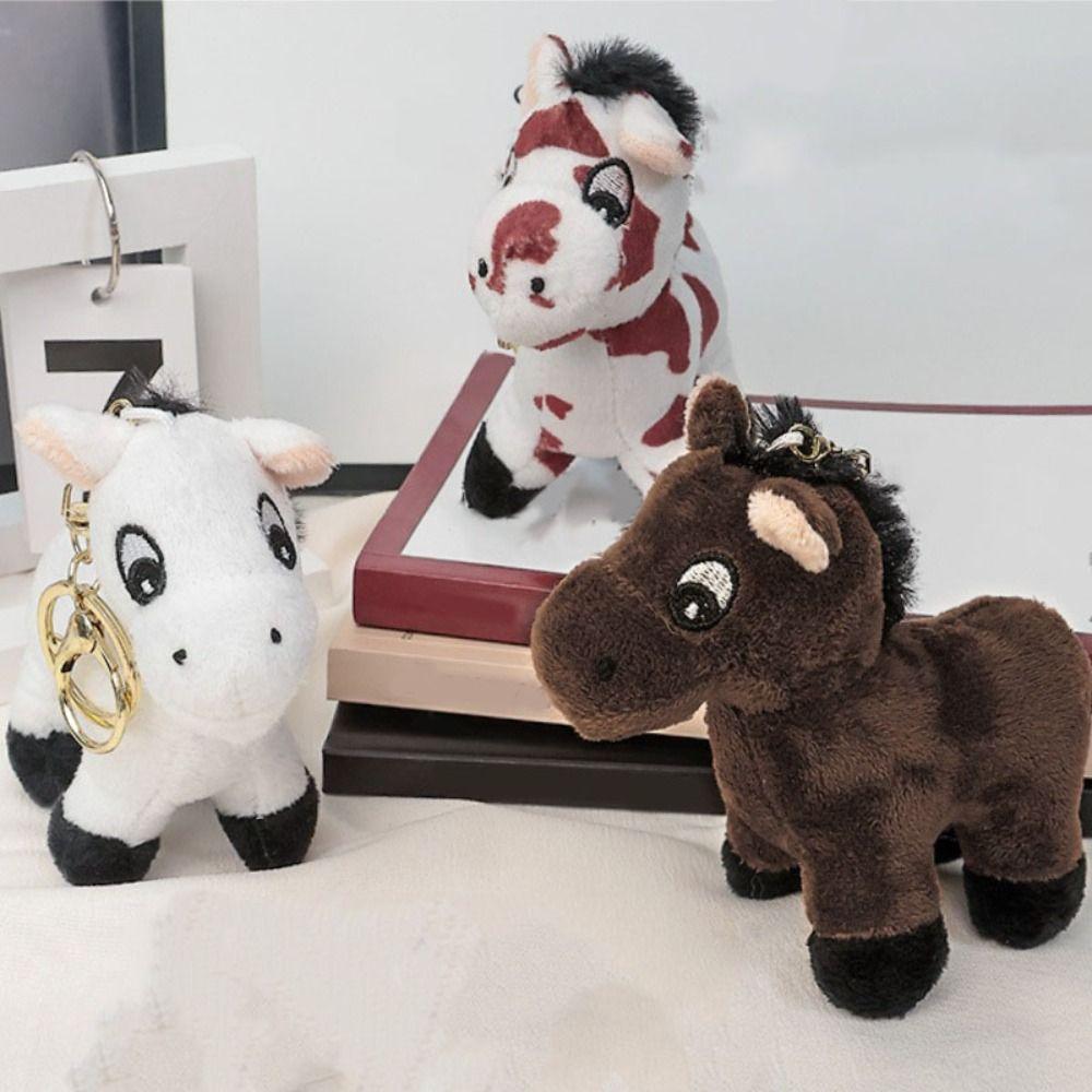 Stuffed Animal Plush Horse Keychain Cute Cartoon Little Horse Keychain  Bag Pendant