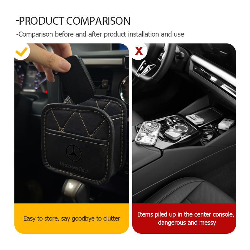 KLFKR1 Leather Car Storage Bag Air Vent Organizer Box Glasses Phone Holder Storage Box For Benz AMG Exclusive A C E R V Class CLA CLS