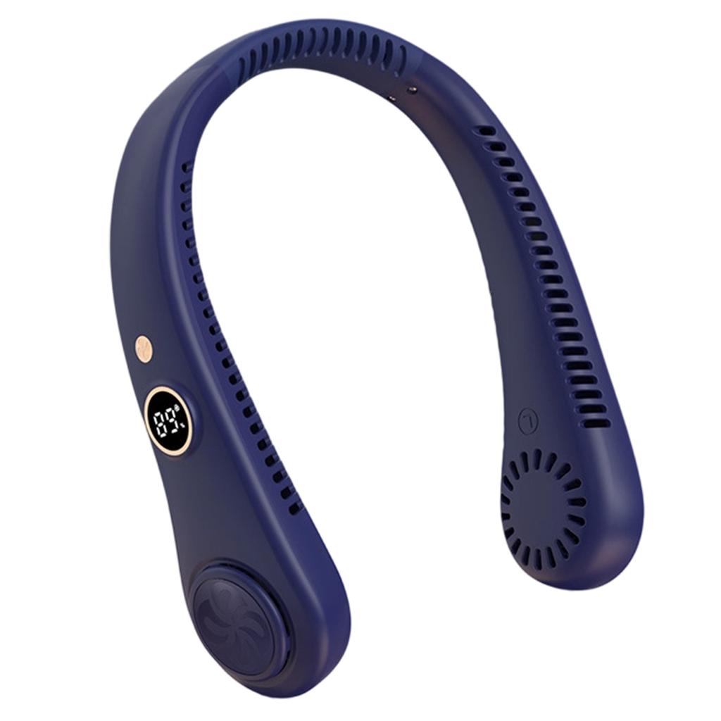 Digital Display Foldable Neck Fan Portable Wearable Personal Fan with Five Adjustable Speed Settings and Rechargeable Battery for Indoor Outdoor Use