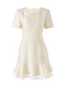 Elegant French Beaded Ruffle Hem Patchwork Gauze Dress for Women - Summer New Arrival