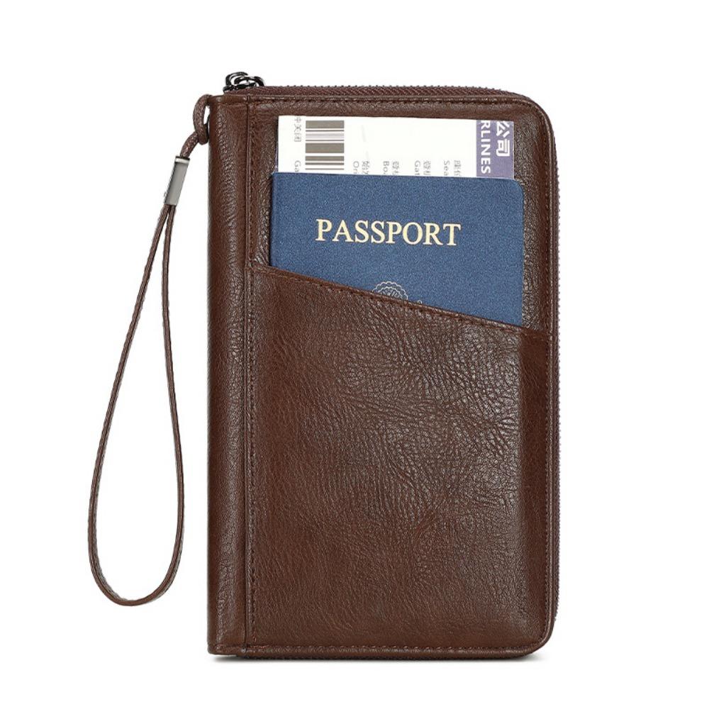 PU Leather Passport Clip Wallet Anti-Theft RFID Blocking Travel Document Bag Large Capacity Waterproof RFID Passport Holder