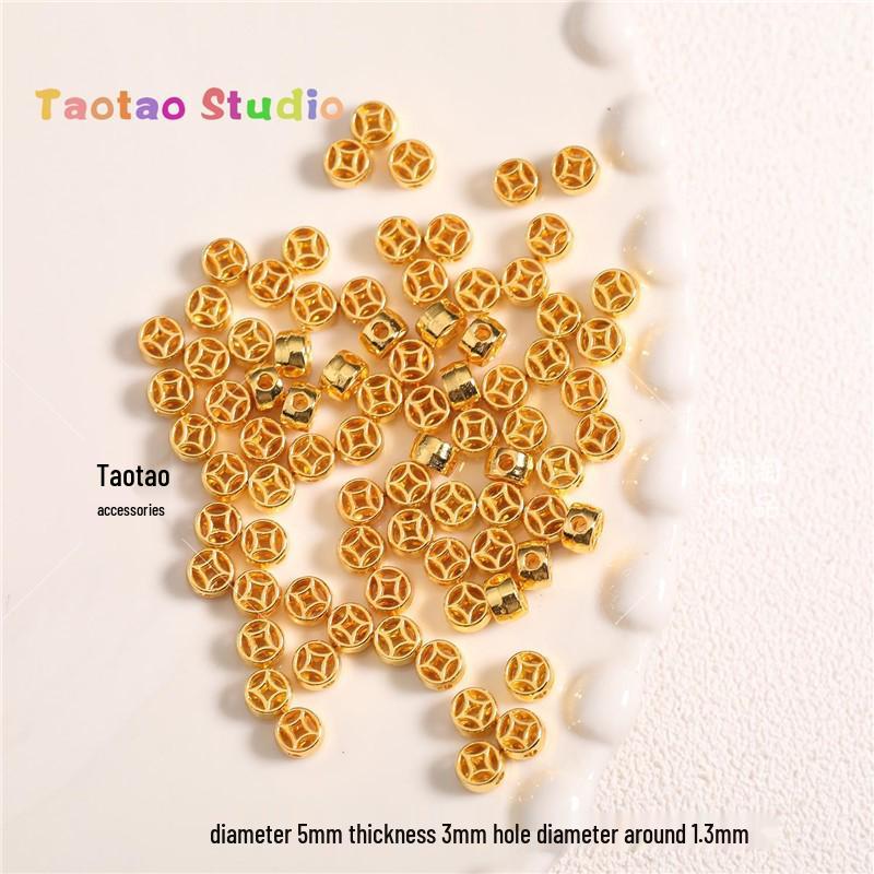 5mm Hollow Copper Coin Spacer Beads: Ancient Chinese Style for DIY Jewelry Standard