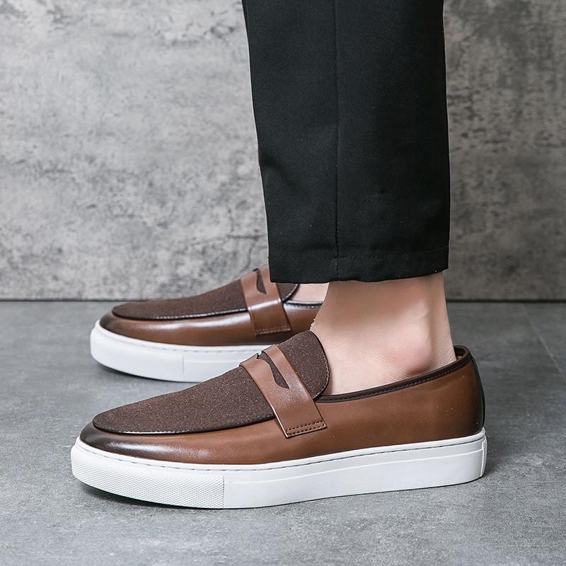 Fashion Trend New Luxury Men Brown Slip On Penny Loafter Leisure Leather Shoes Male Comfortable Sneakers Masculino Zapatos Hombre