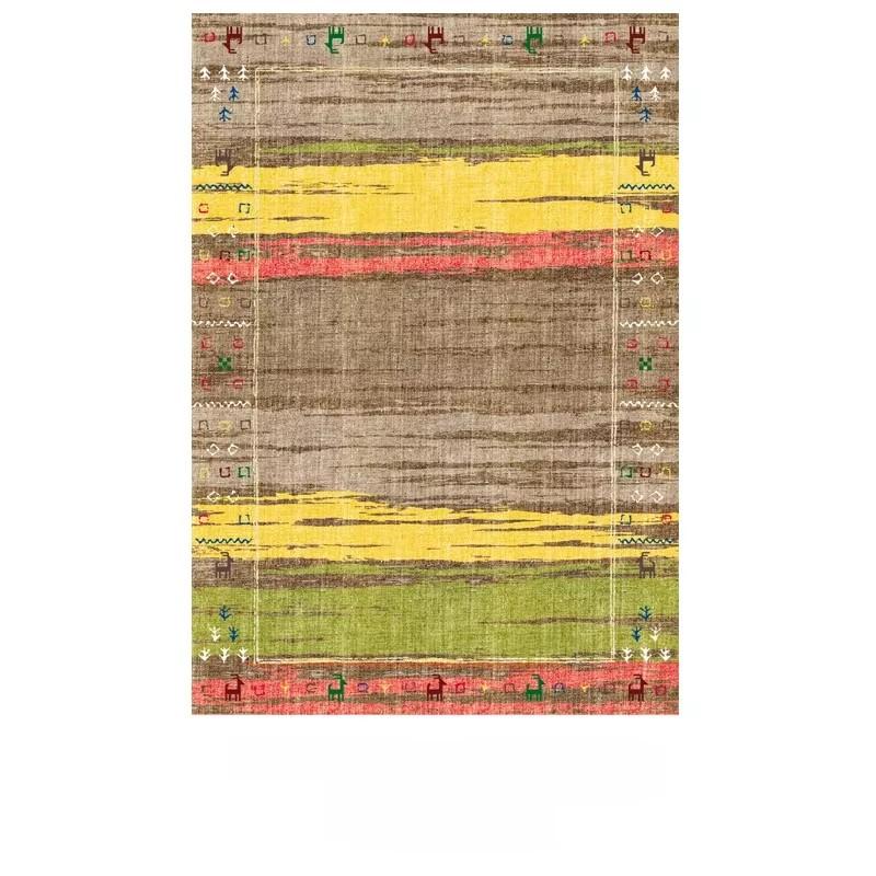Bohemian Style Living Room Carpet Colorful Stripes Bedroom Rugs Easy Care Luxury Decorative Rugs Washable Large Size Carpets
