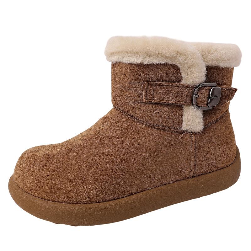 Retro Versatile Hairy Edge Women's Platform Snow Boots Autumn and Winter Fashion Korean Version Warm Casual Cotton Shoes Short Boots