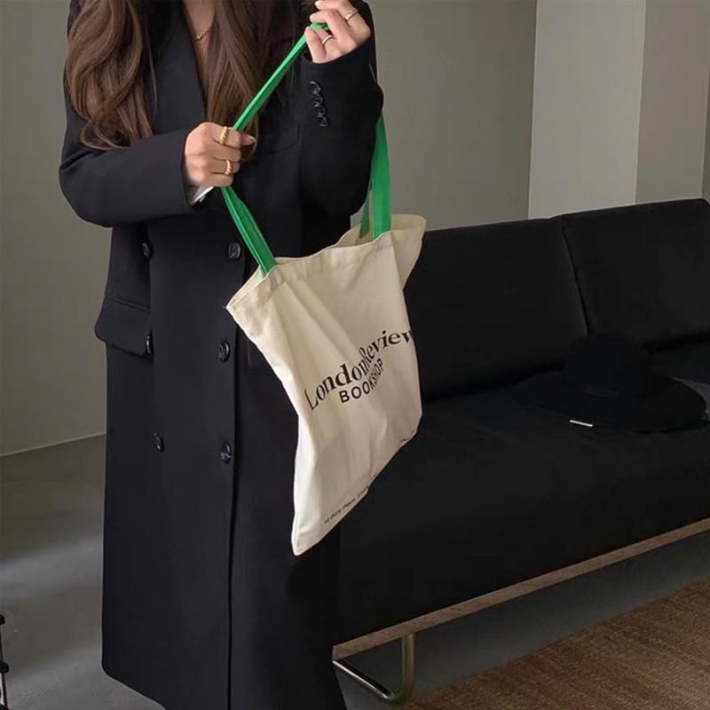 

London Review Bookstore Similar Canvas Bag Korean Ins Colored Shoulder Strap Thin Cotton Grey Cloth