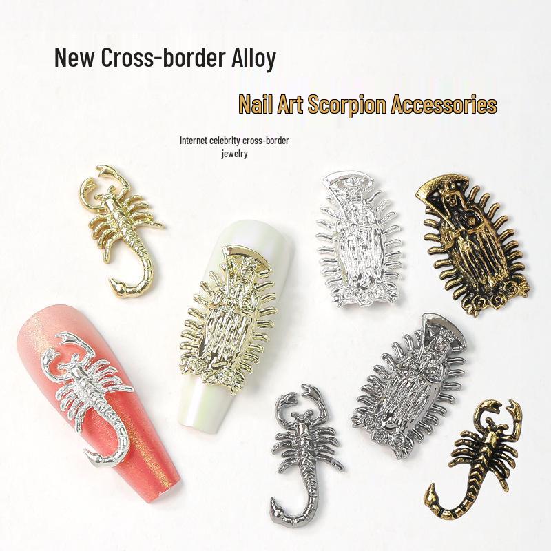 

Scorpion Alloy 3D Nail Stickers: Gold, Silver & Gun Black Buddha Design